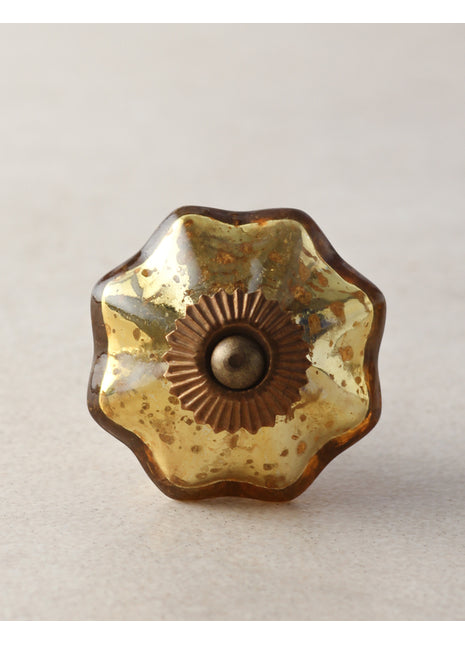 Stylish Flower Shaped Metallic Gold Dresser Cabinet Knob