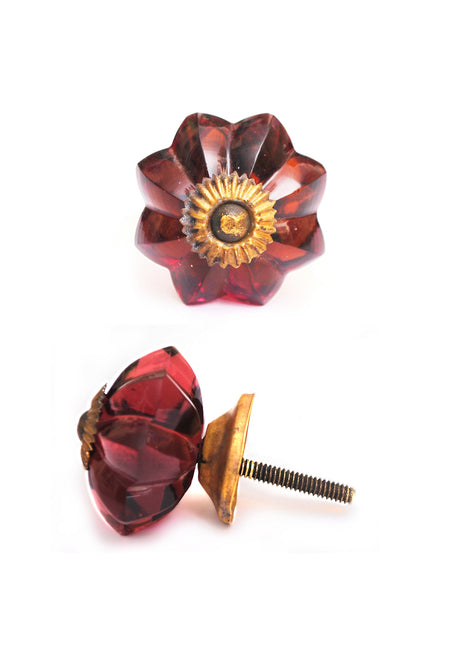 Designer Floral Brown Glass Drawer Knob