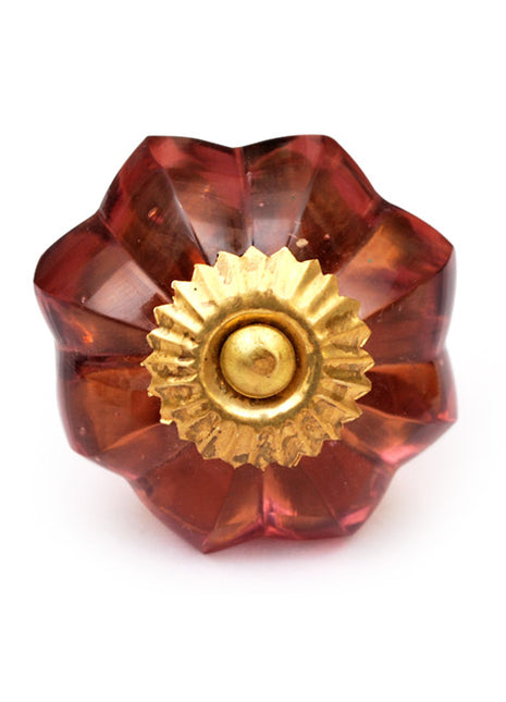 Designer Floral Brown Glass Drawer Knob