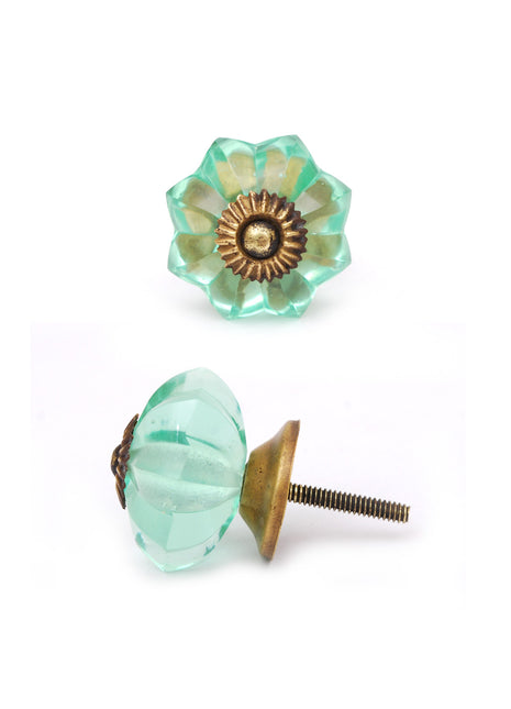 Well Designed Floral Green Glass Dresser Cabinet Knob