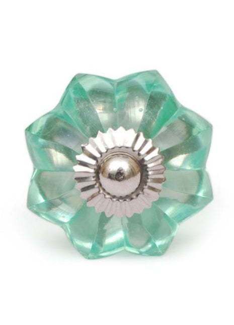 Well Designed Floral Green Glass Dresser Cabinet Knob