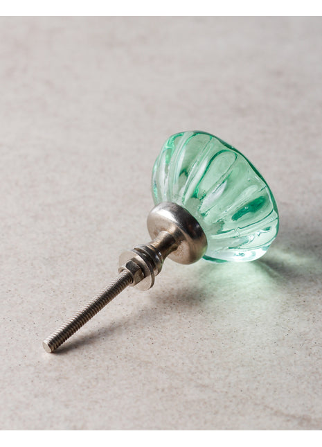 Vintage Green Crystal Flower Shaped Dresser Cabinet Knob