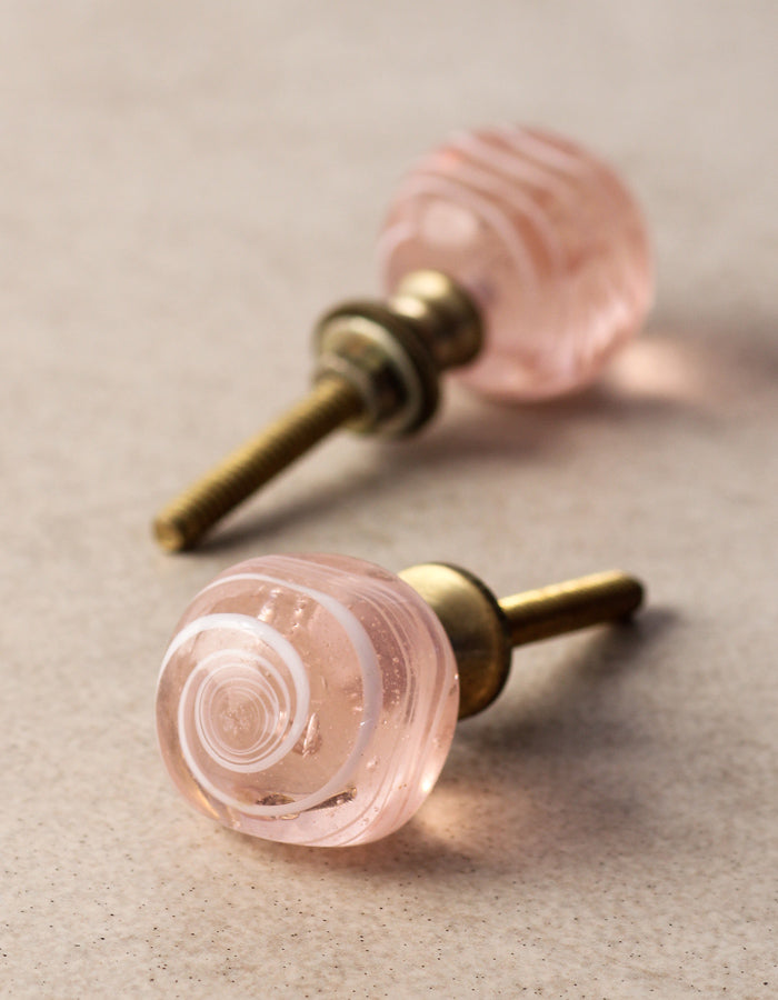 Salmon Pink Clear Round Glass Drawer Cabinet Knob With White Swirl KNOBCO Salmon Pink Clear Round Glass Drawer Cabinet Knob With White Swirl KNOBCO