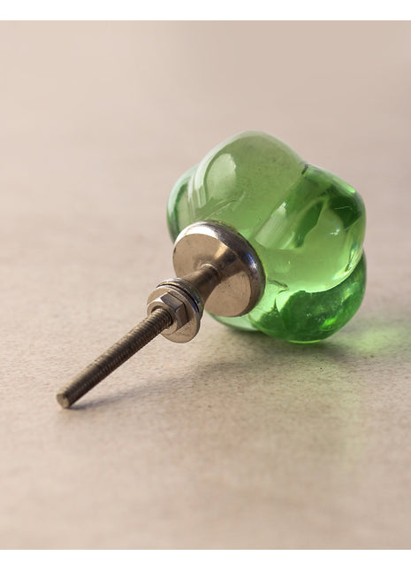 Emerald Green Glass Melon Shaped Dresser Cabinet Knob