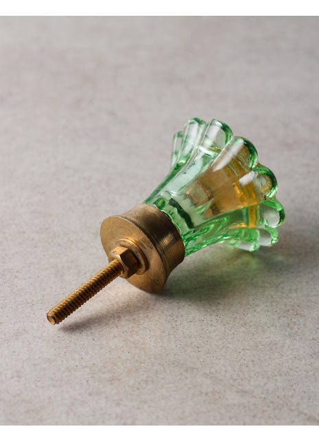 Aqua Green Daisy Flower Glass Dresser Cabinet Knob