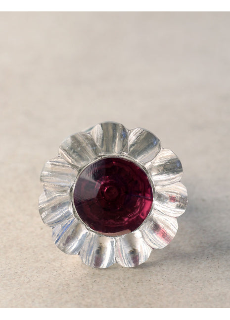 White Clear Daisy Flower Glass Door Knob