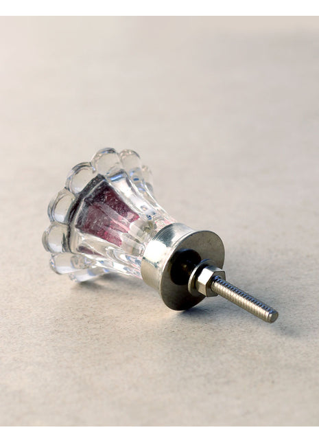 White Clear Daisy Flower Glass Door Knob