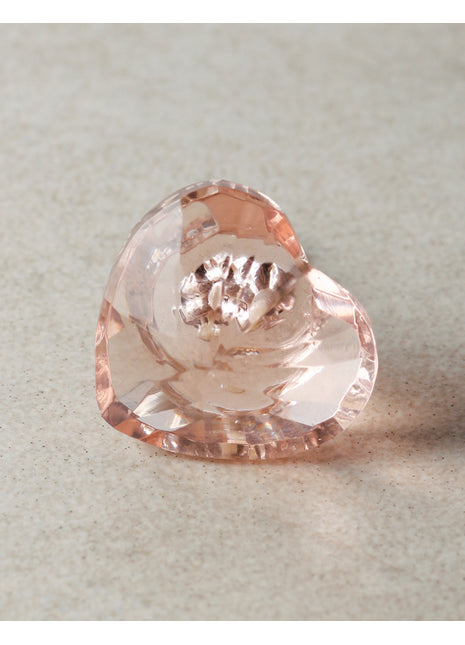 Antique Pink Clear Heart Shaped Dresser Cabinet Knob