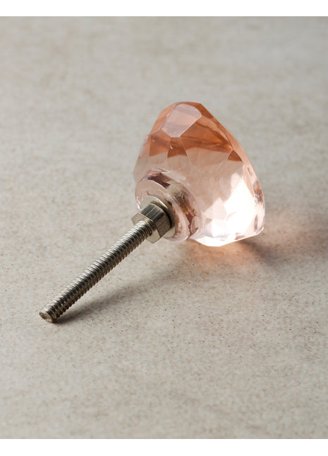 Antique Pink Clear Heart Shaped Dresser Cabinet Knob