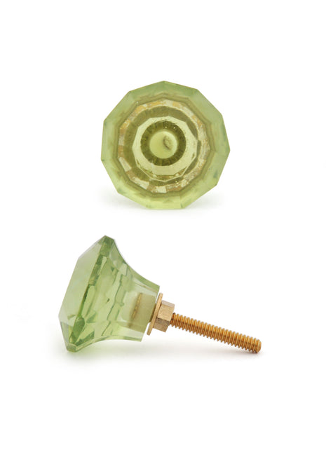 Sheen Green Crystal Spiral Diamond Cut Dresser Cabinet Knob