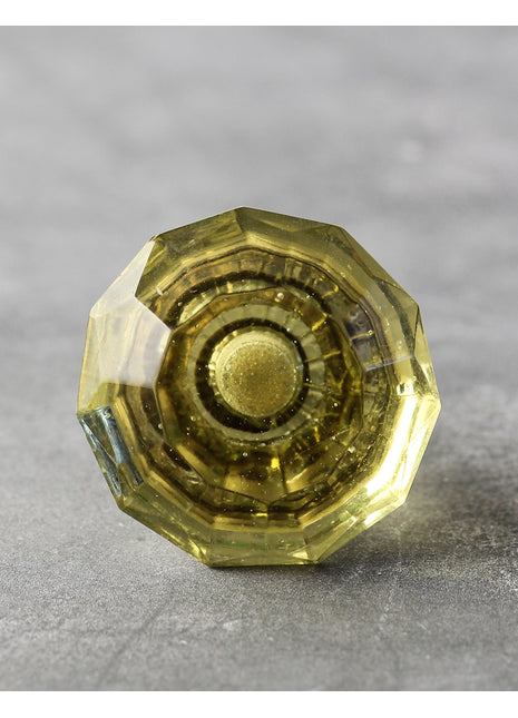Canary Yellow Transparent Spiral Diamond Cut Dresser Cabinet Knob