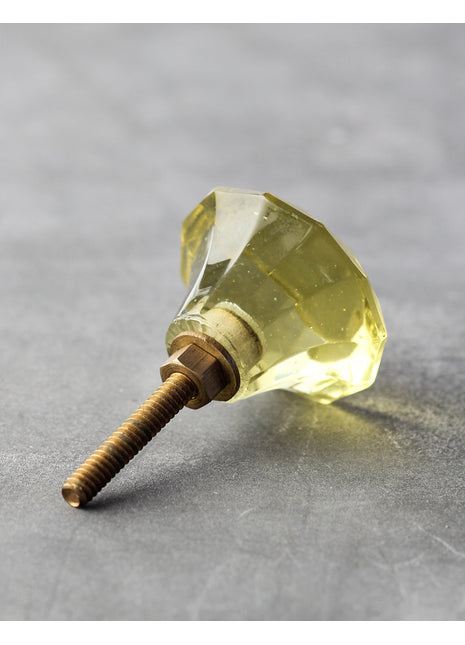 Canary Yellow Transparent Spiral Diamond Cut Dresser Cabinet Knob
