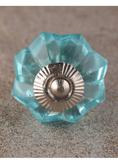 Stylish Floral Turquoise Glass Drawer Cabinet Knob