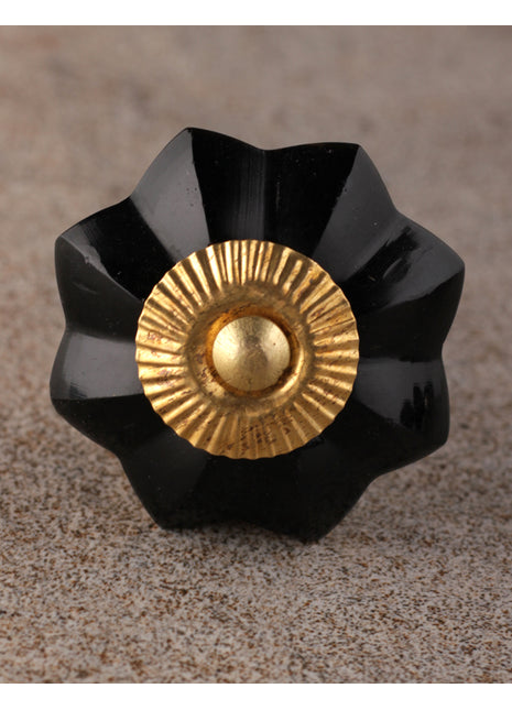 Unique Floral Black Royal Glass Dresser Cabinet Knob