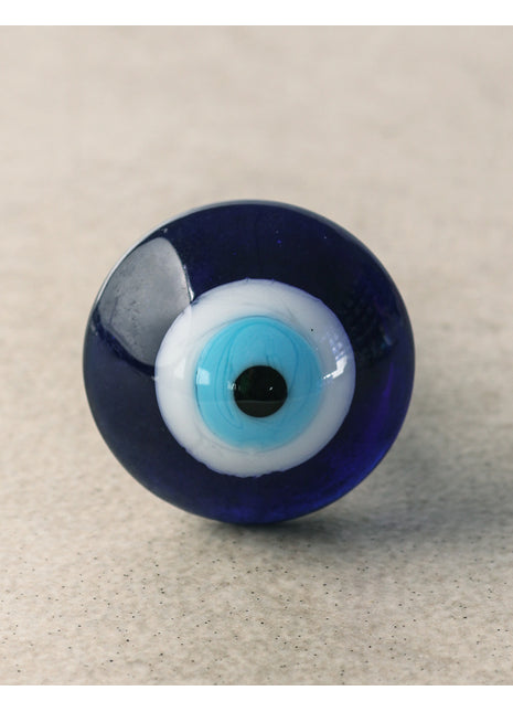 Blue Round Glass Drawer Cabinet Knob With Evil Eye Design