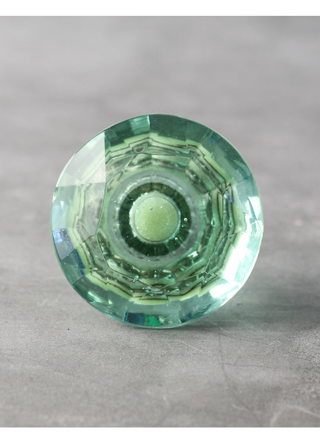 Light Green Glass Diamond Cut Dresser Cabinet Knob (X Large)