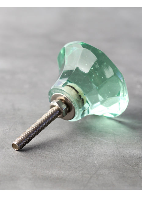 Light Green Glass Diamond Cut Dresser Cabinet Knob (X Large)