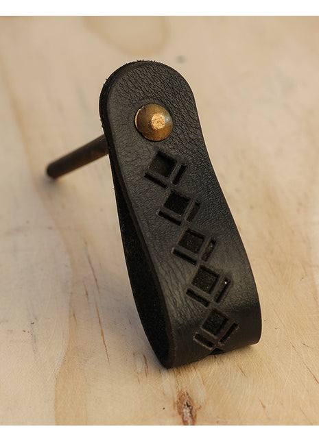 Handmade Leather Drawer Pulls - Black