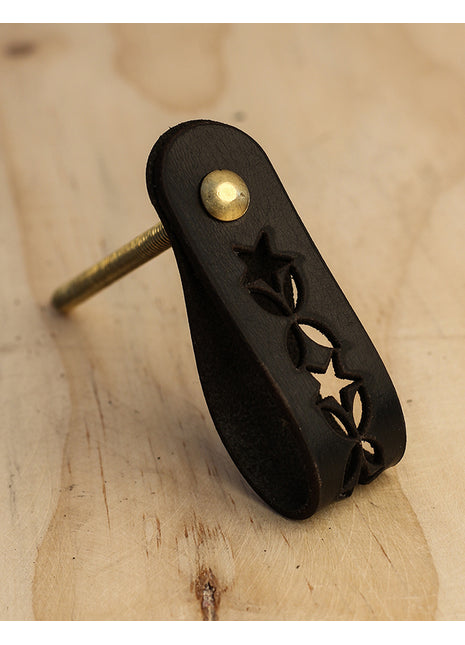 Handmade Leather Drawer Knobs - Black