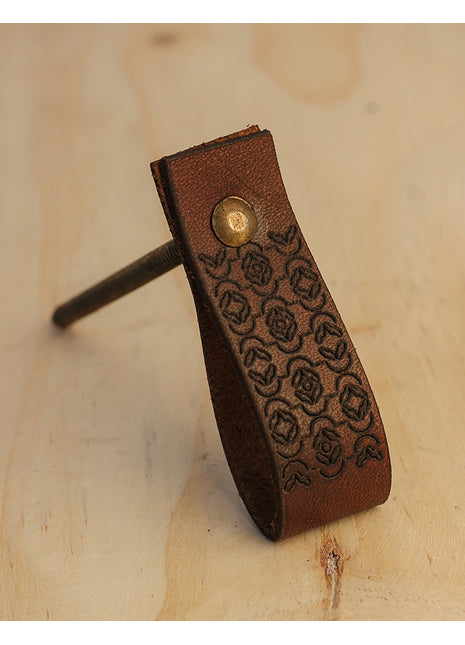 Leather Cabinet knob, Leather Drawer Pull - Brown