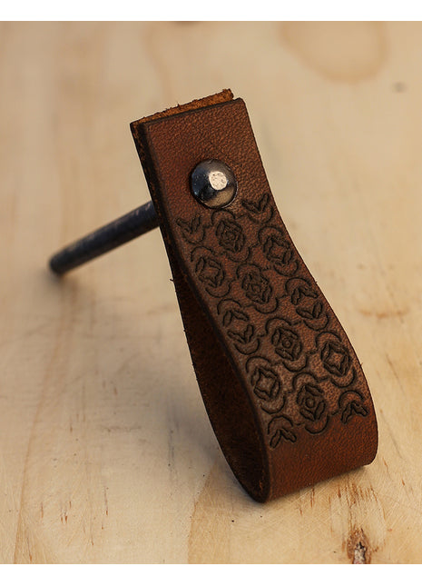 Leather Cabinet knob, Leather Drawer Pull - Brown