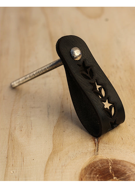 Handmade Black Color Leather Drawer knob