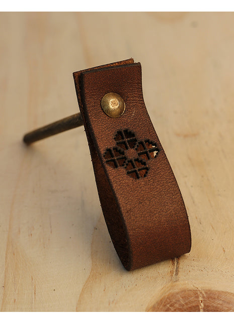 Handmade Cabinet Drawer Leather knob - Brown