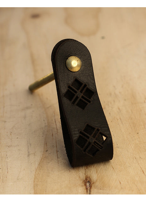 Handmade Drawer Leather knob - Black