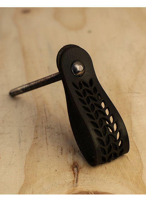Black Leaf Design Drawer Leather knob