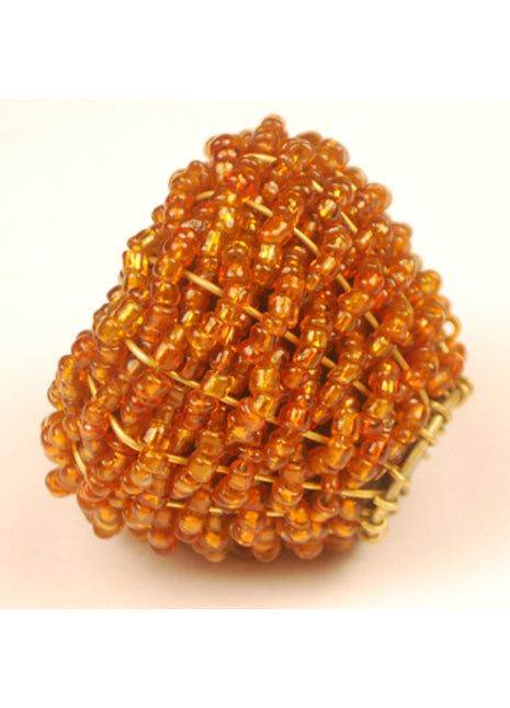 Orange Glass Beads and Metal Wire Weaved Cabinet Knob (Set of Ten)