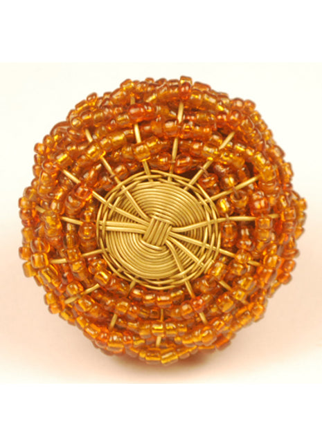 Orange Glass Beads and Metal Wire Weaved Cabinet Knob (Set of Ten)
