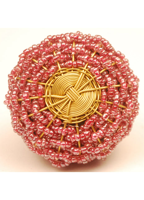 Pink Glass Beads and Metal Wire Weaved Cabinet Knob (Medium) (Set of Ten)