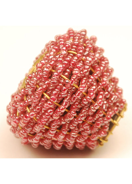 Pink Glass Beads and Metal Wire Weaved Cabinet Knob (Medium) (Set of Ten)