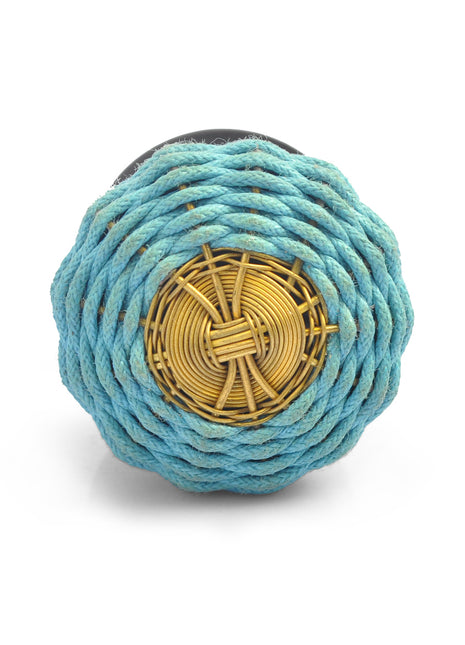 Turquoise Fabric and Metal Wire Weaved Knob (Medium) (Set of Ten)