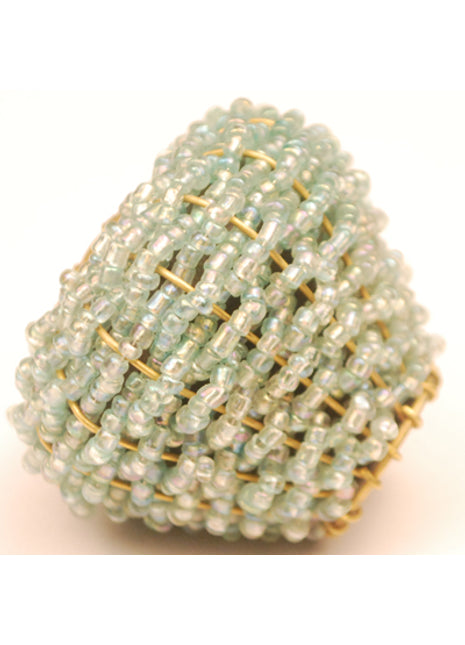 White Glass Beads and Golden Metal Wire Weaved Cabinet Knob (MEDIUM) (Set of Ten)