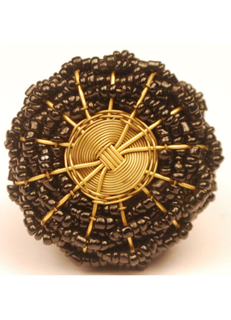 Black Glass Beads and Metal Wire Weaved Cabinet Knob (Set of Ten)