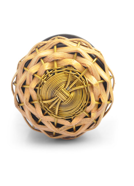 Cane and Metal Wire Weaved Knob (Large) (Set of Ten)