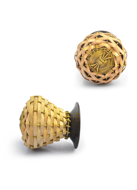 Cane and Metal Wire Weaved Knob (Large) (Set of Ten)