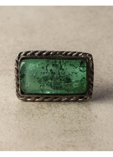 Antique Green Glass Drawer Metal Knob