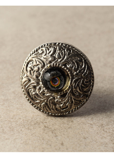 Metal knob with Glass Center