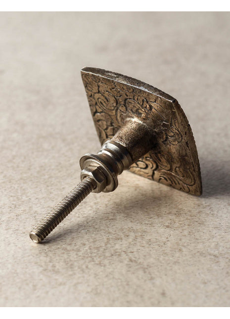 Square Metal knob with Glass Center 01