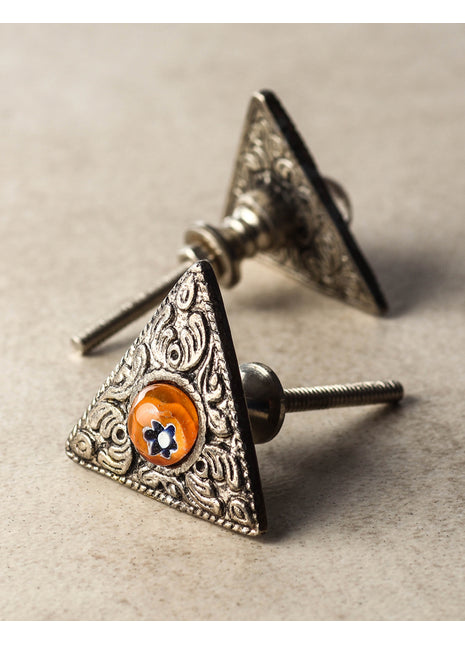 Star shape metal knob with Glass Center