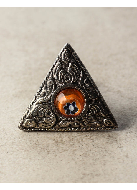 Star shape metal knob with Glass Center