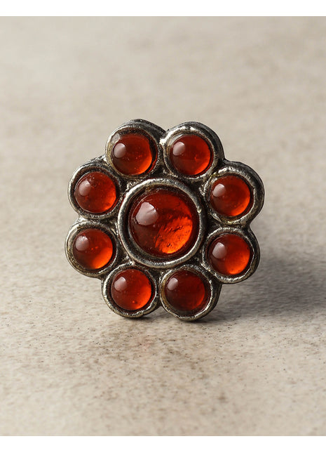 Nine Half Cut Transparent Red Dresser Cabinet Knob On Metal Base