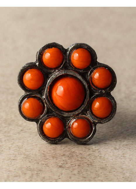 Nine Half Cut Orange Metal Base Drawer Cabinet Knob