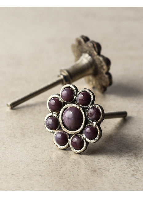 Nine Half Cut Metal Base Purple Cupboard Cabinet Knob