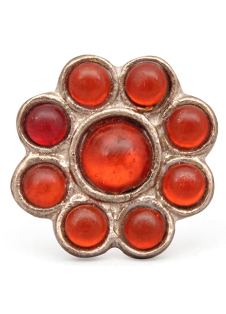 Nine Half Cut Transparent Metal Base Orange Beaded Dresser Cabinet Knob