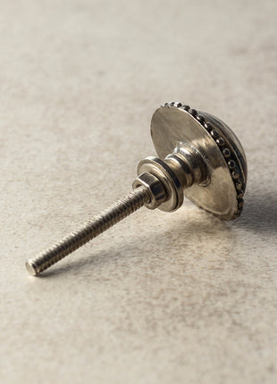 Golden, Turquoise and Dark Red Glass Knob on a Metal Base