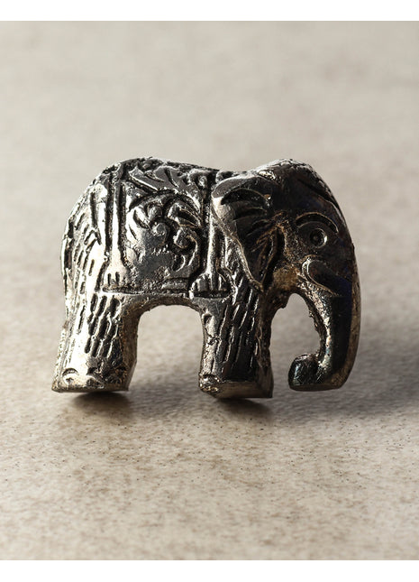 Elephant Metal Knob With Antique Silver Look
