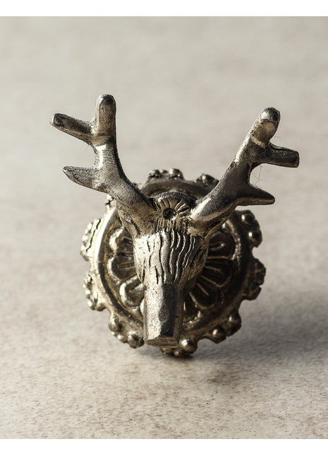 Deer Face Design Knob With Antique Silver Look